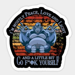 I'm Mostly Peace Love And Light - Yoga Retro Vintage Sticker